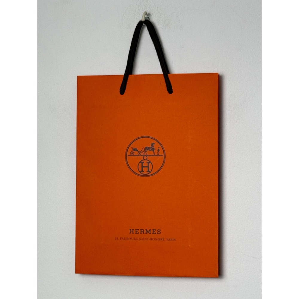 Hermes Orange Paper Shopping Bag 24 Faubourg Saint-Honore Paris 11.5x8.25